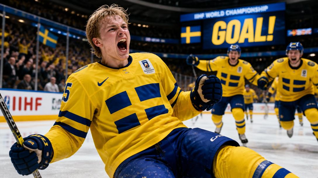 18-årige Viggo Björck blev yngste VM-målskytten i Tre Kronors historia
