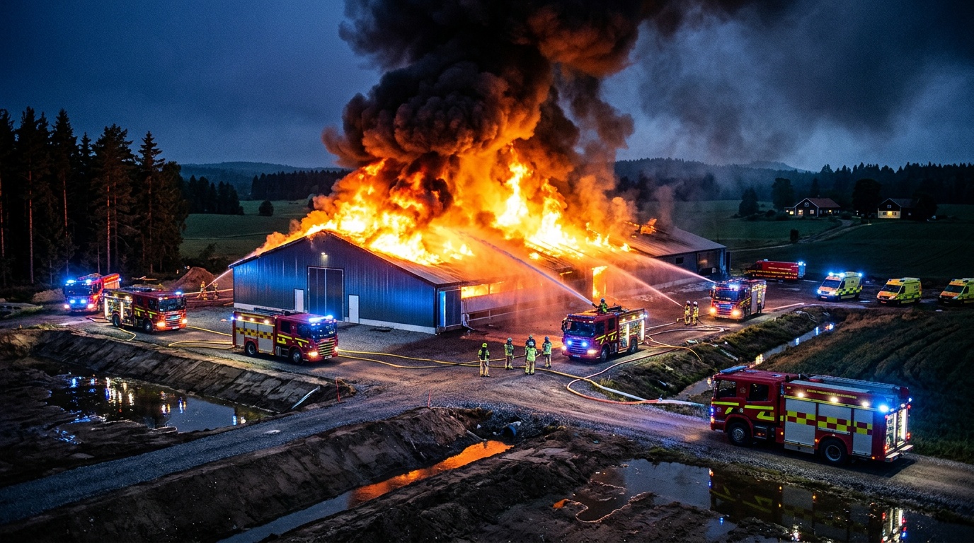 90 000 höns döda efter brand hos stor äggproducent i Mönsterås