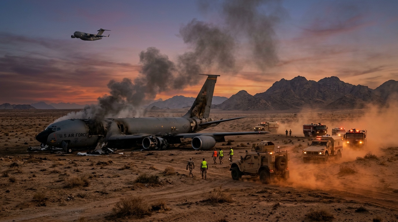 Amerikanskt tankflygplan av typen KC-135 har kraschat i västra Irak