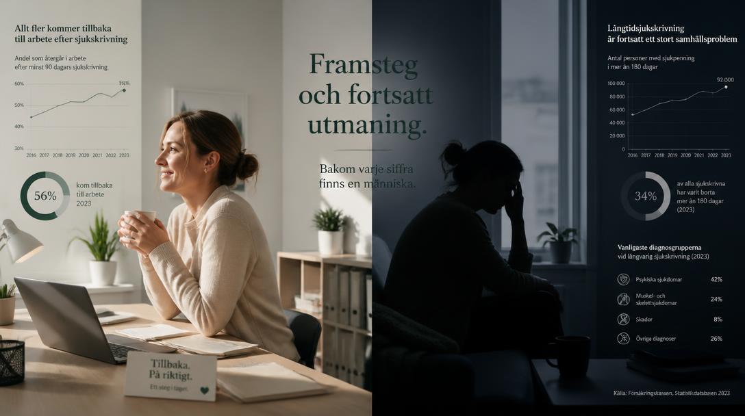 Andelen sjukskrivna för psykisk ohälsa sjönk till 45 procent första kvartalet 2026