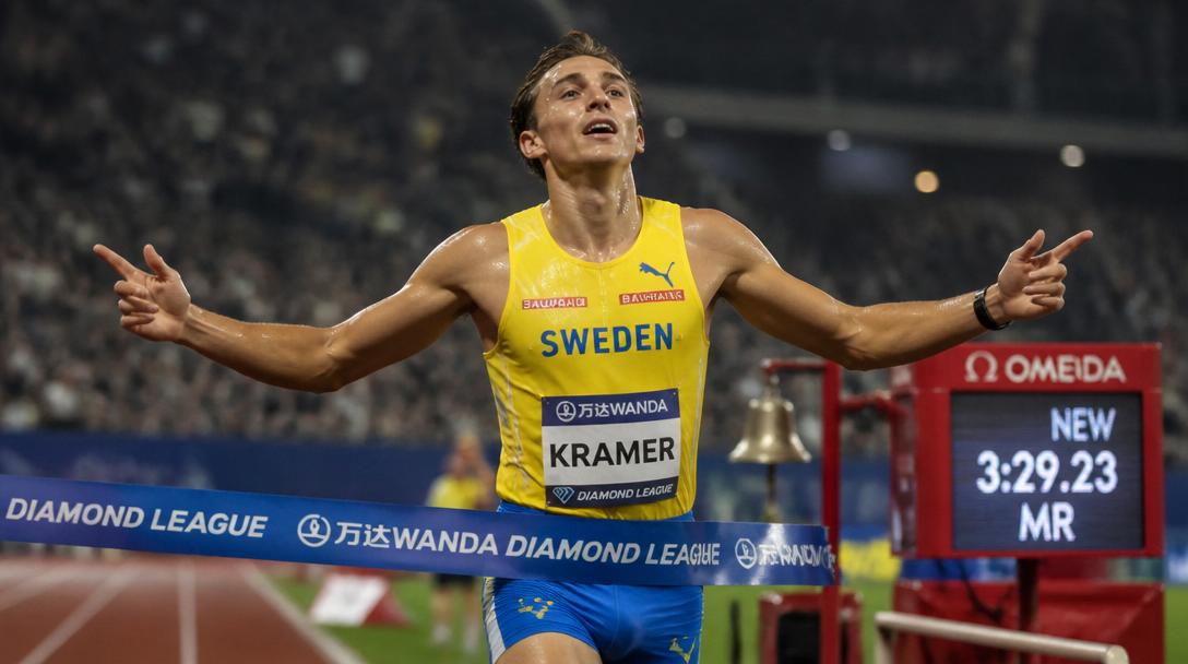 Andreas Almgren slog sitt eget svenska rekord med fem sekunder i Diamond League-premiären