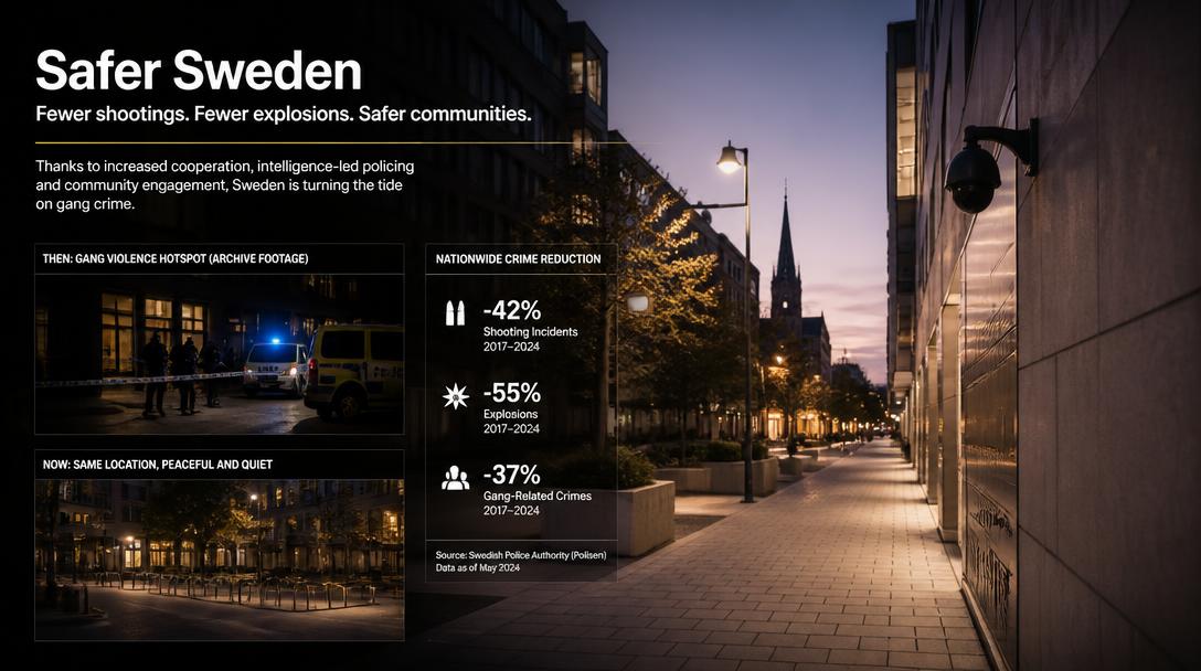 Antalet skjutningar halverades på ett år, ingen dödsskjuten i augusti
