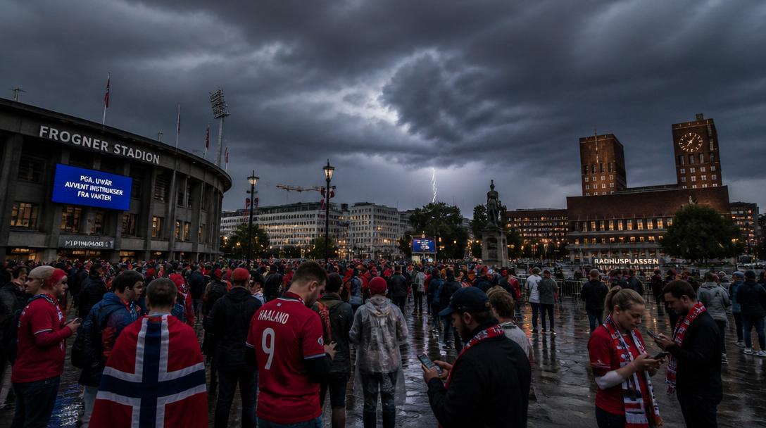 Åskoväder försenar VM-festen i Oslo med upp till 90 minuter