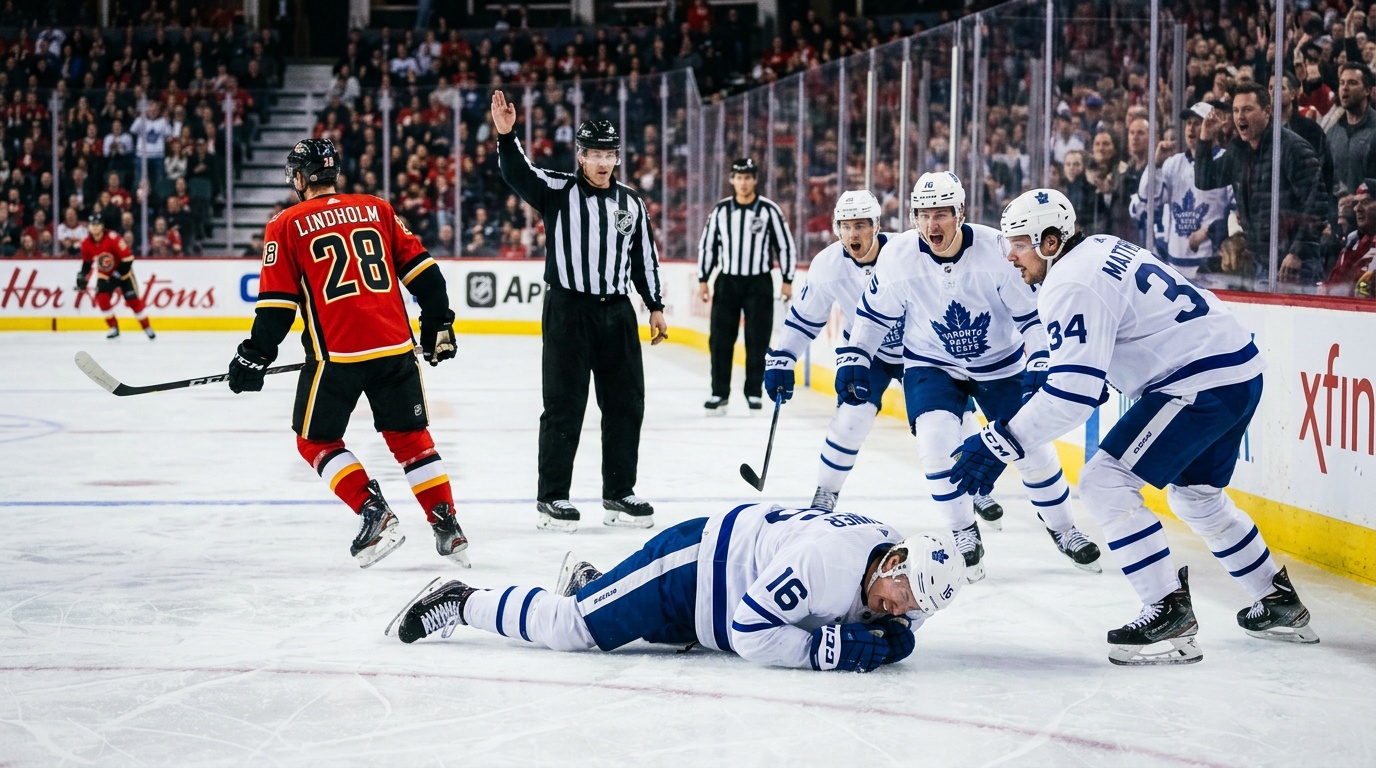 Auston Matthews skadad efter smutsig tackling, men Toronto vände till seger