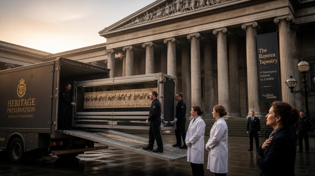 Bayeuxtapeten anlände till British Museum i hemlighet