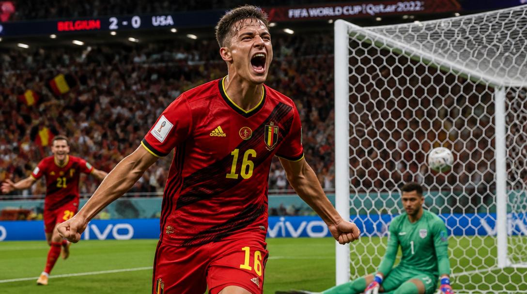 Belgien krossade USA med 4–1 och är klart för VM-kvartsfinal