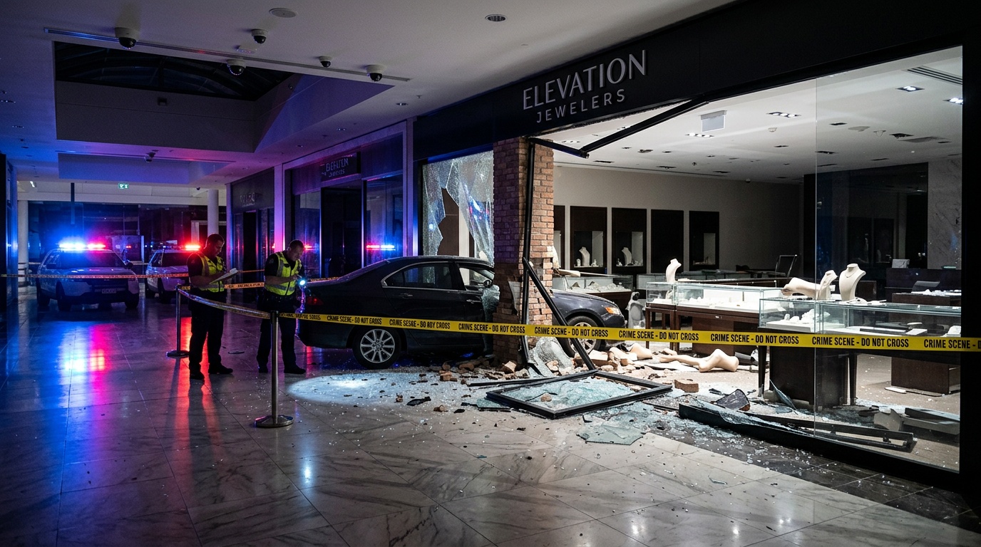 Bil backades in i guldbutik i Hallunda, stöldgods värt miljoner