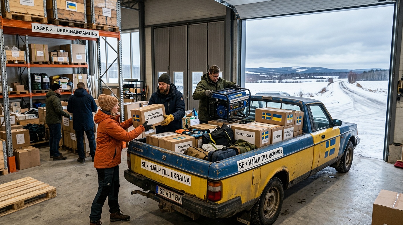 Blågula bilen satte månadsrekord med 55 fordon till Ukraina i mars