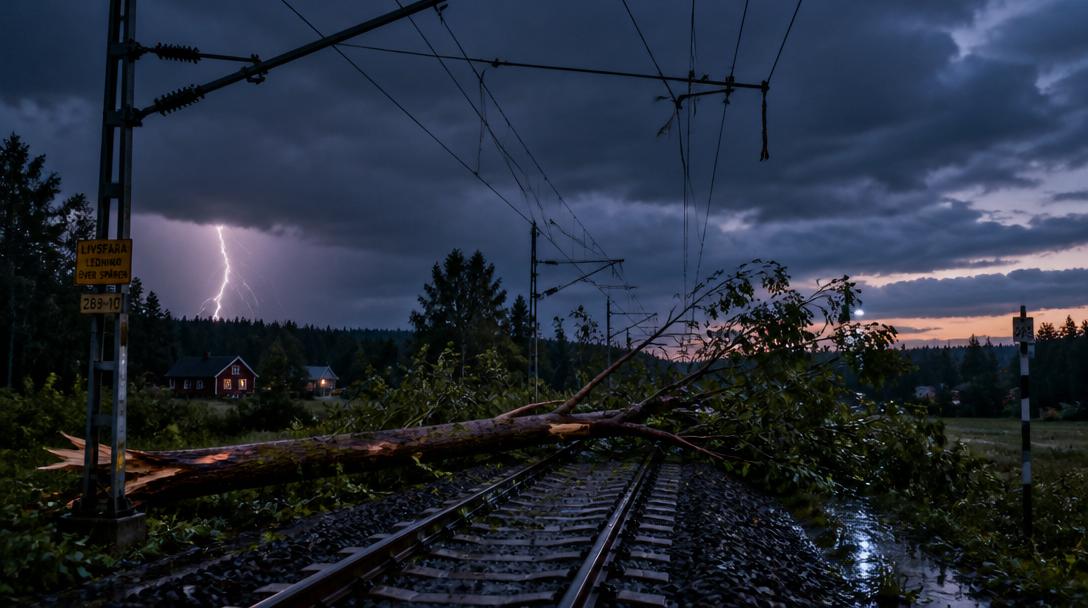 Blixtnedslag stoppar tågtrafiken mellan Malmö och Stockholm till onsdag morgon