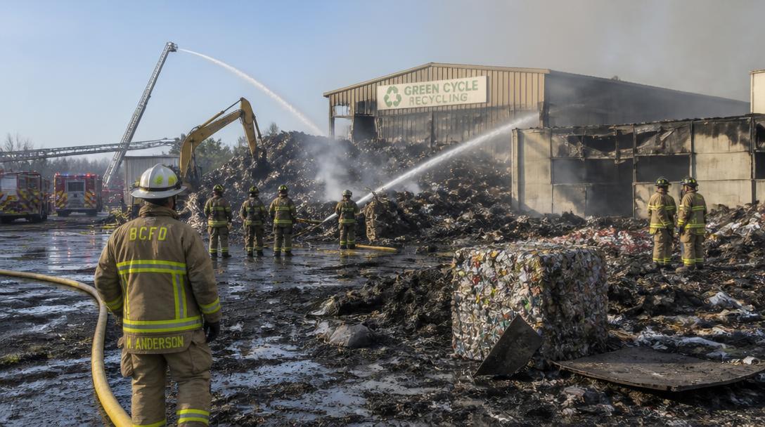 Brand i återvinningsanläggning i Hästveda under kontroll efter ett dygn