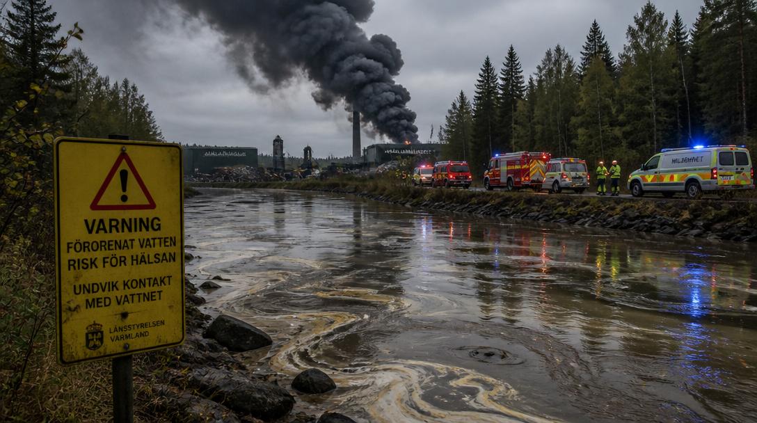 Brand i Borlänge: Bada inte i Dalälven efter brand i avfallsanläggning