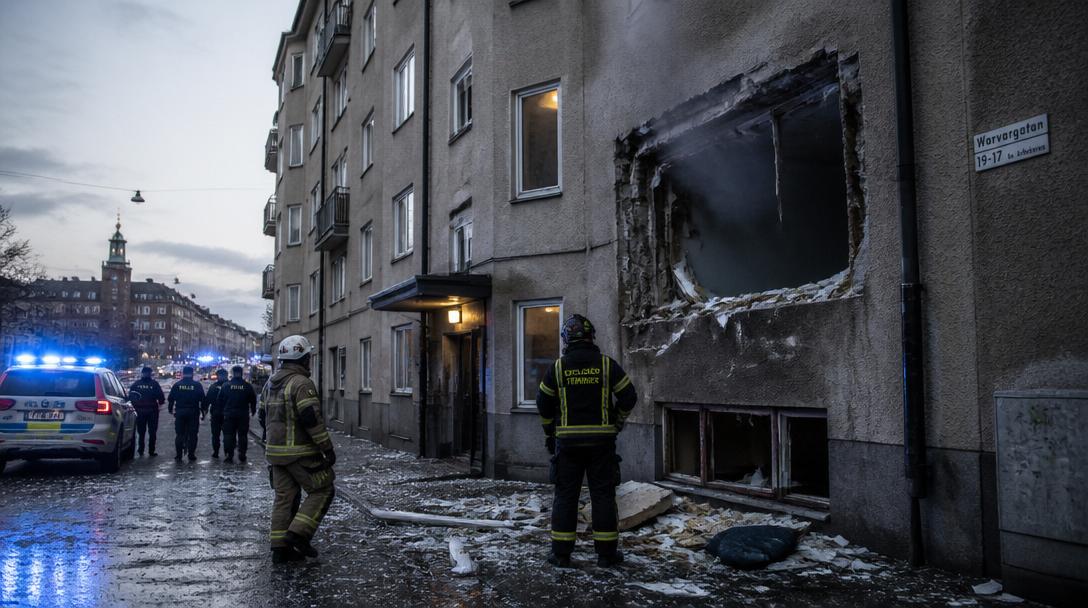 Brand på Kungsholmen efter batteriexplosion – minst en skadad