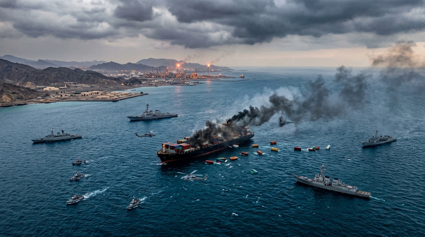 Brittiska fartyg träffade av projektiler i Hormuzsundet