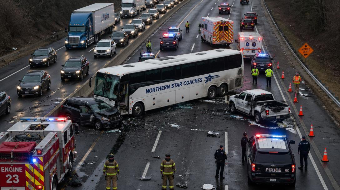Buss frontalkrockade med skåpbil på Södermalm