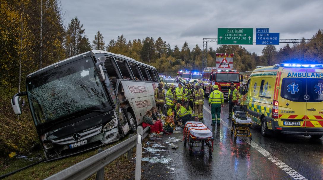 Busschaufför åtalas efter bussolycka på E4 – 19 skadades