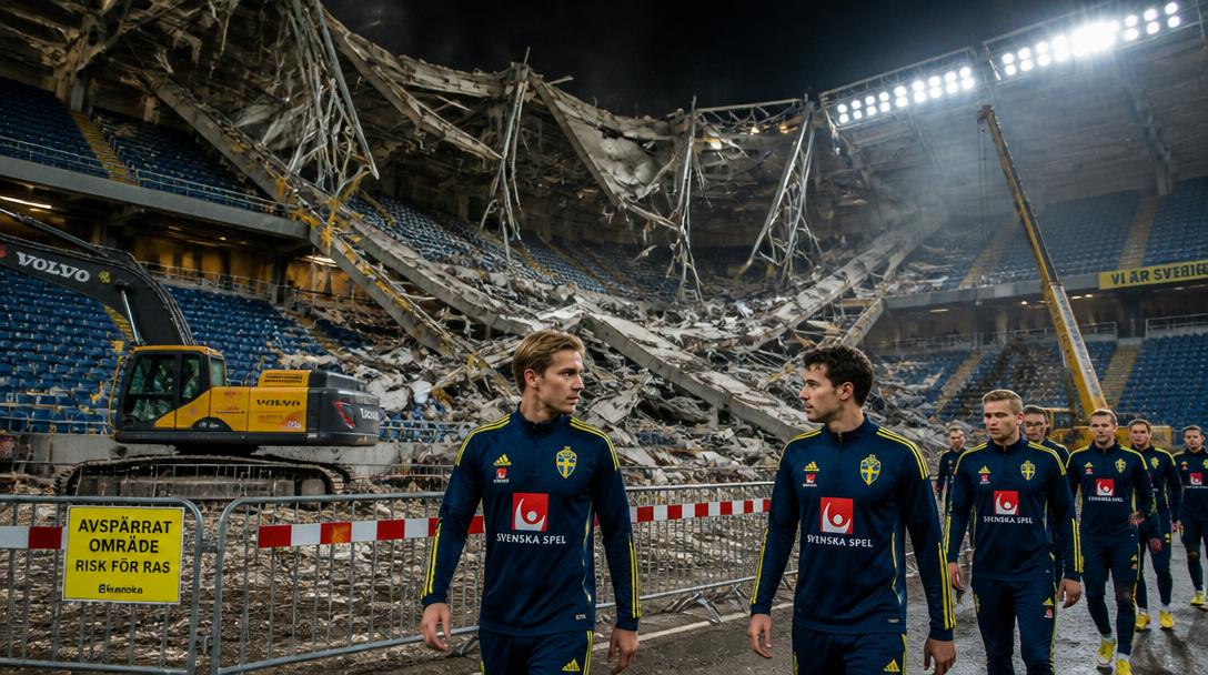 Byggnad rasade på Sveriges träningsarena i Dallas inför Japan-matchen