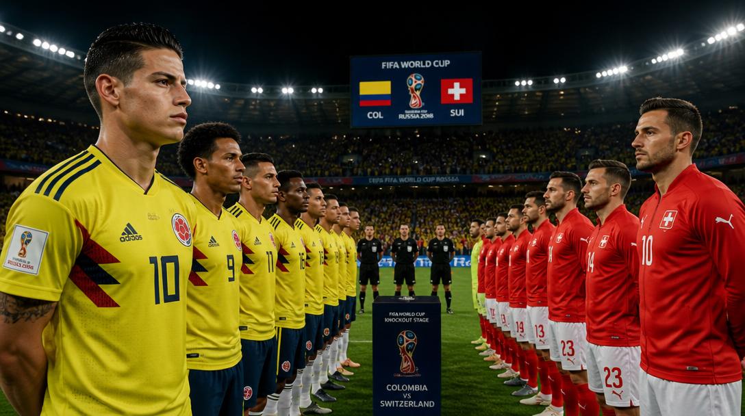 Colombia möter Schweiz i VM:s sista åttondelsfinalmatch