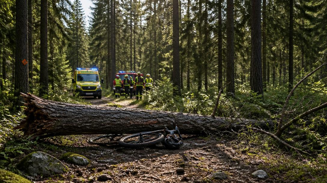Cyklist i 65-årsåldern dog när träd föll över honom utanför Laholm