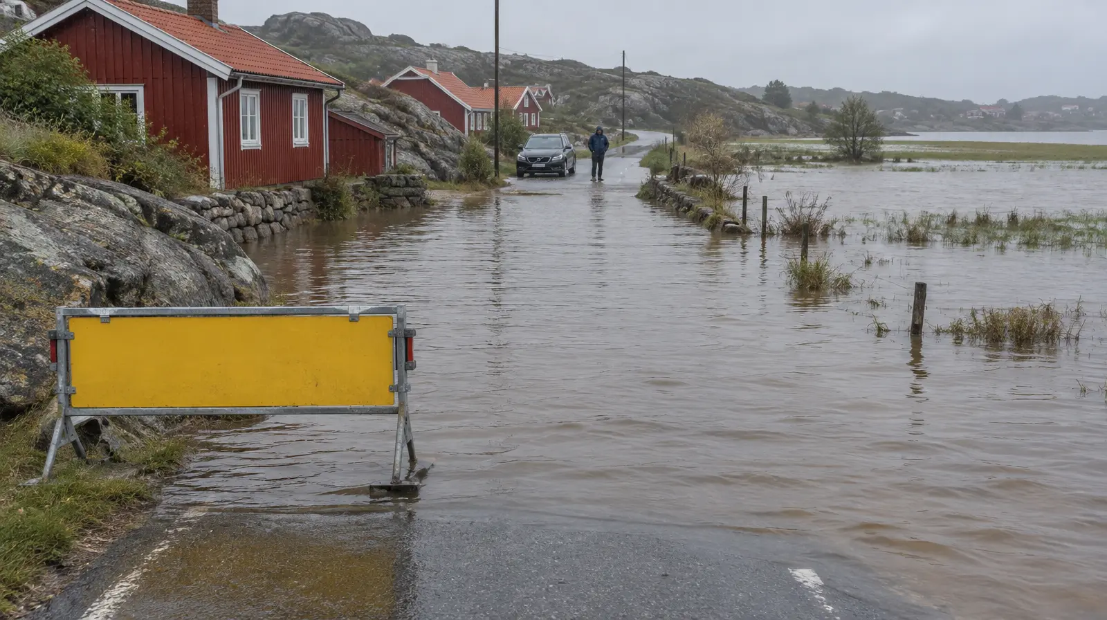 Delar av Sotenäs avskärmade när vägar svämmade över