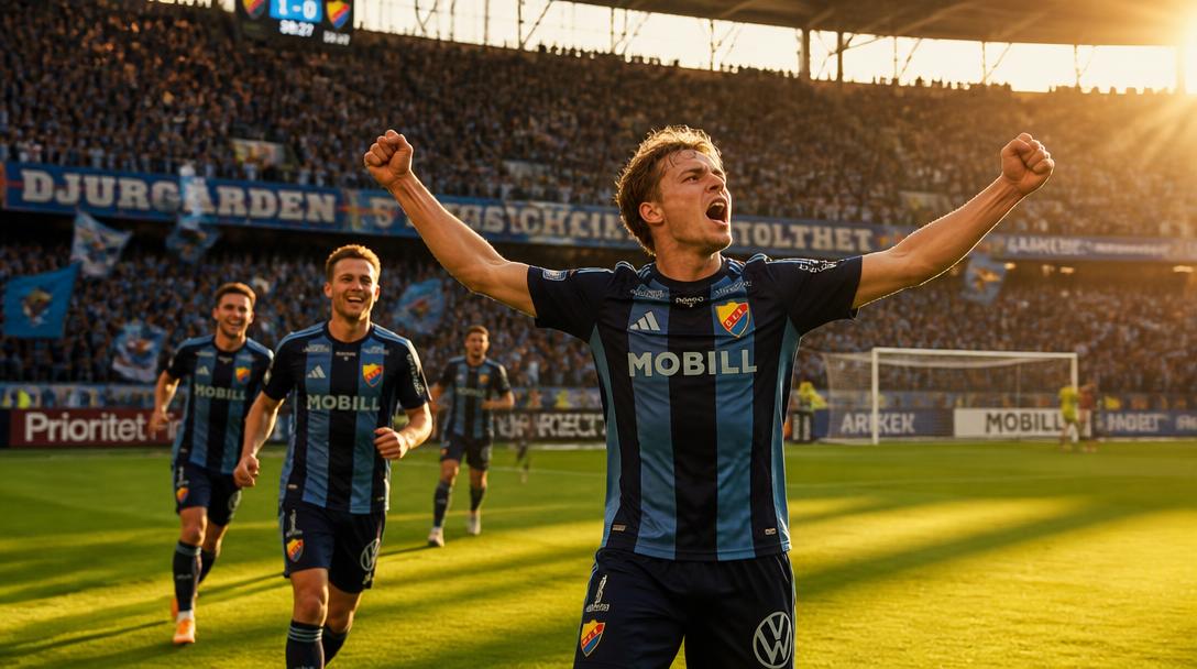 Djurgården vann med 2–0 mot Mjällby – hänger med i guldjakten