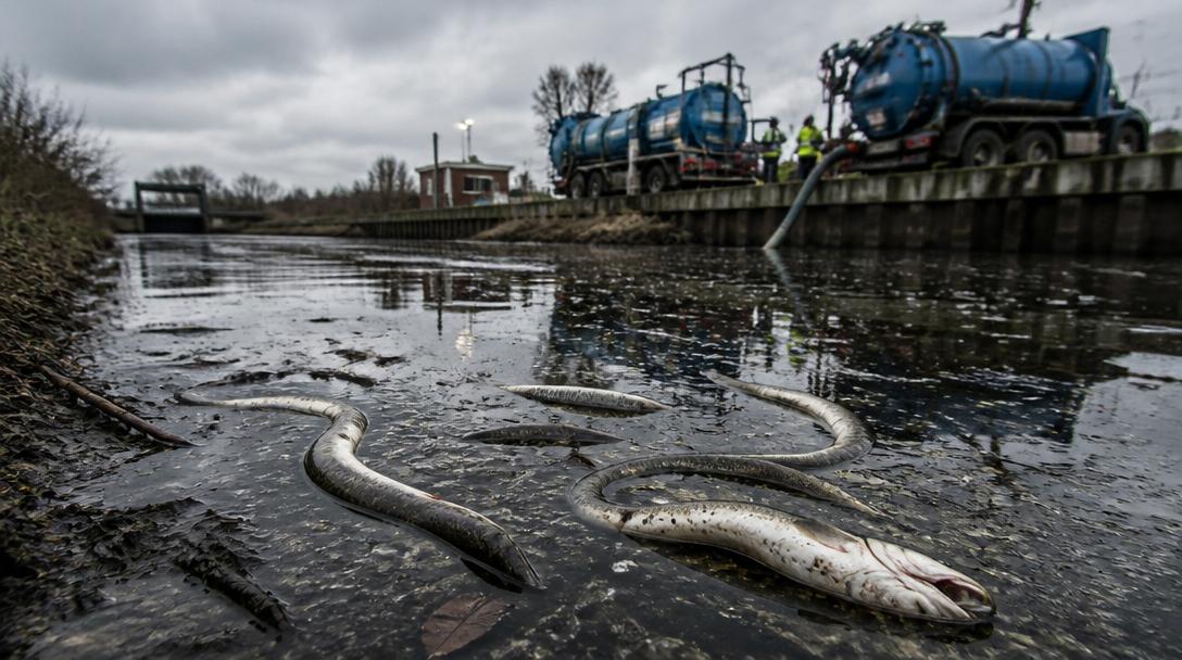 Döda ålar flyter upp i Malmö kanal efter avloppsläcka