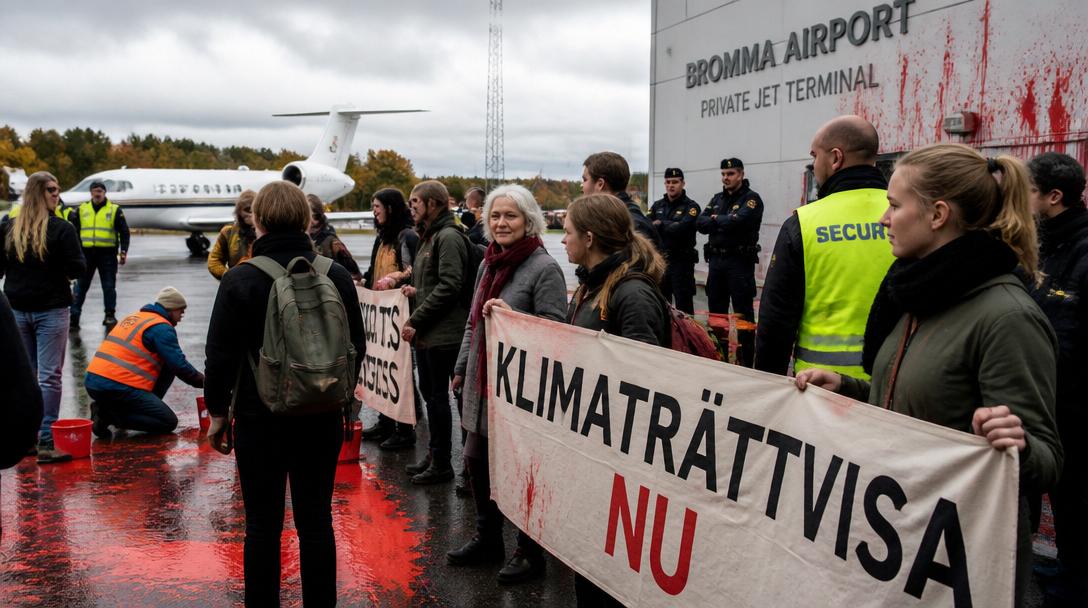 Domar faller mot 17 aktivister efter klimatprotest på Bromma flygplats