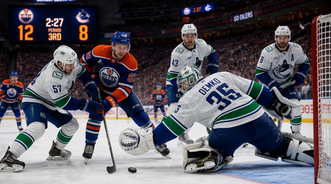 Edmonton vann poängfest mot Vancouver med 9–7 efter att ha lett med 8–2