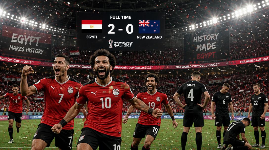 Egypten vann historiskt i VM med 3–1 mot Nya Zeeland