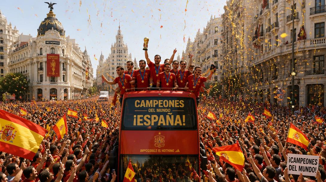 En miljon spanjorer firar VM-guldet i Madrid