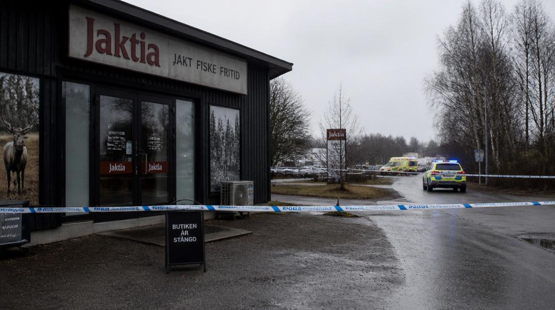 En person har dött i incident i jaktbutik utanför Ulricehamn