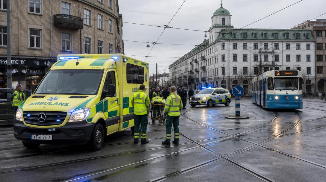En person skadad i spårvagnsolycka vid Wavrinskys plats i Göteborg