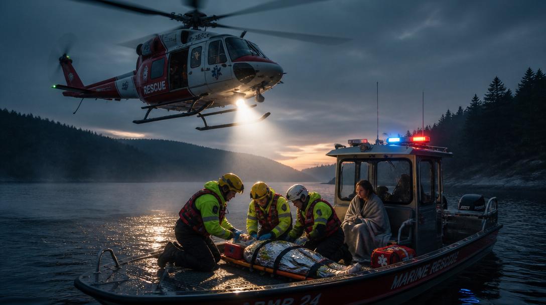En person till sjukhus med helikopter efter att båt försvann på Vättern