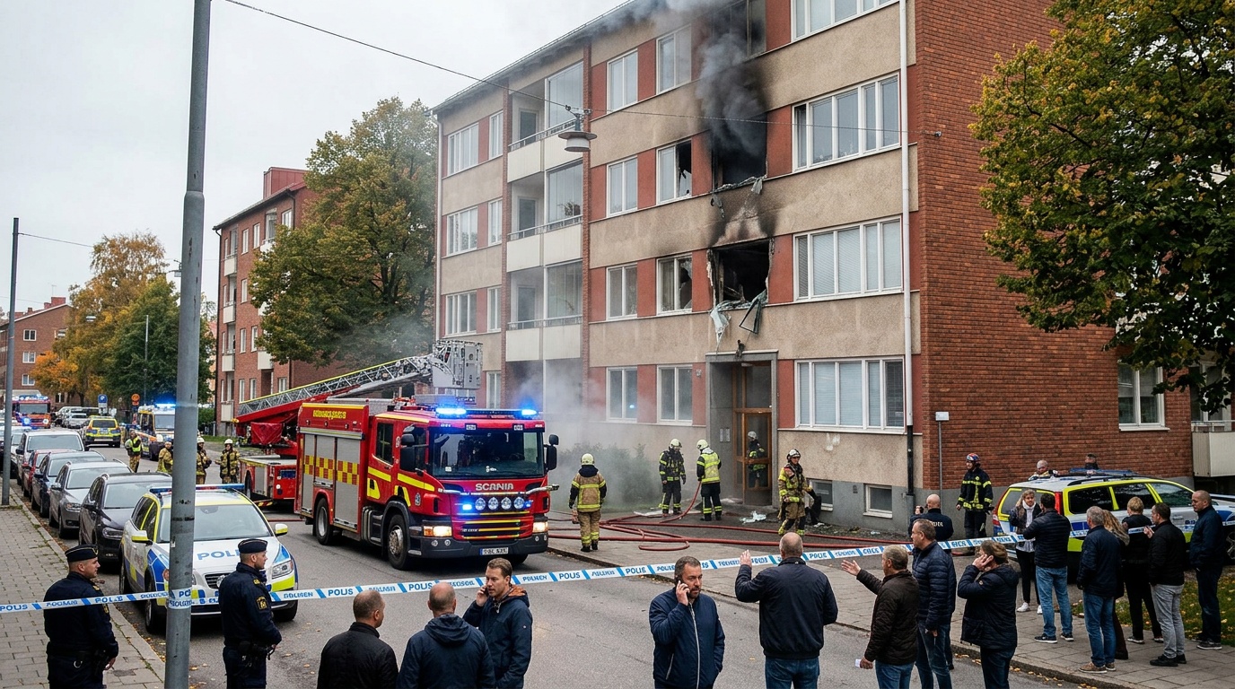 Explosion i lägenhet i Motala, boende evakueras