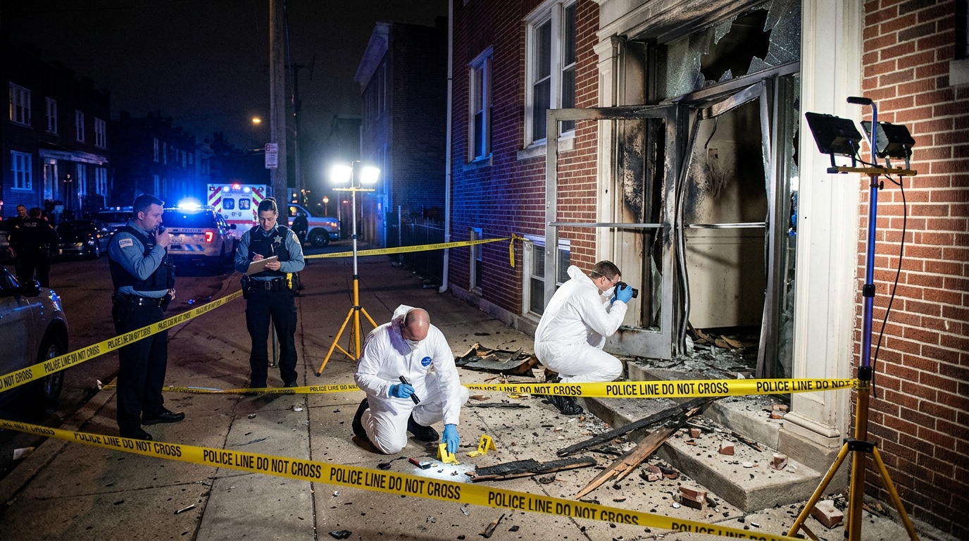 Explosion vid port till flerfamiljshus i Södertälje