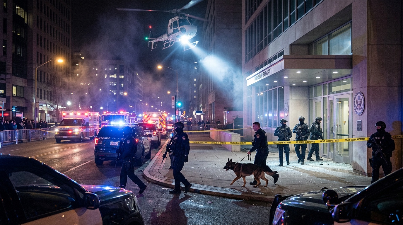 Explosion vid USA:s ambassad i Oslo, polisen: "Ett riktat angrepp"