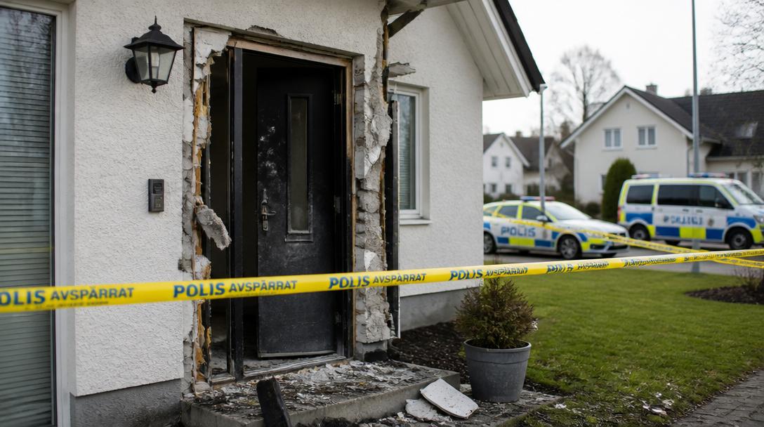 Explosion vid villa i Anderstorp – fyra gripna för allmänfarlig ödeläggelse