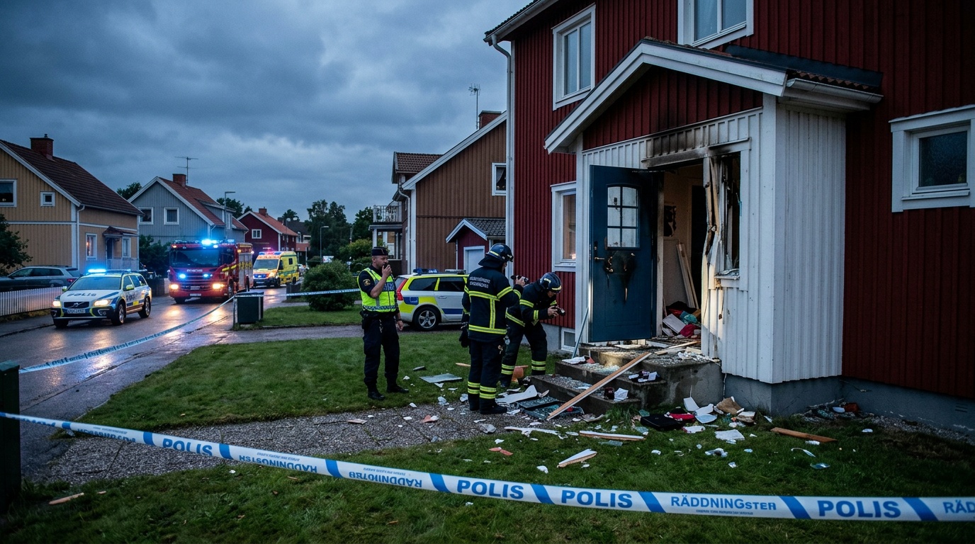 Explosion vid villa i Eslöv – bombskyddet tillkallat