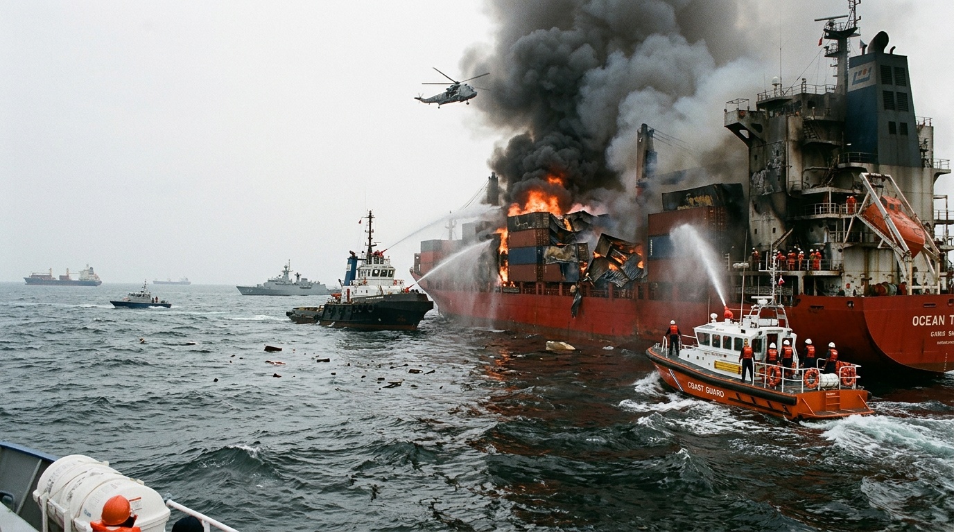 Fartyg i brand utanför Irak efter attack – en person död och tre saknas