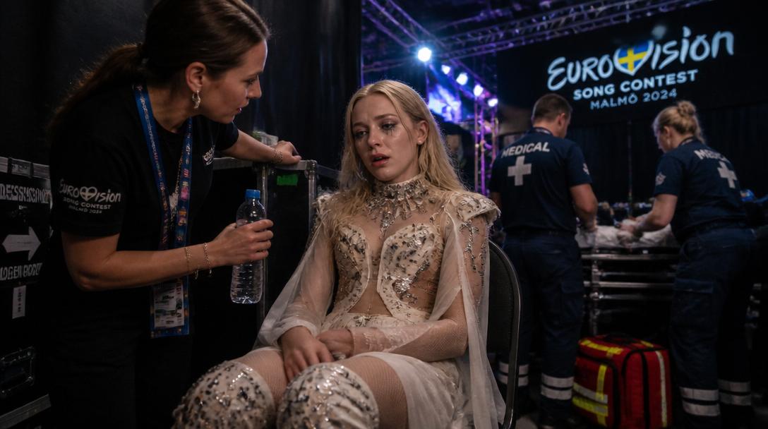 Felicia svimmade i logen efter ESC-genrepet i Basel
