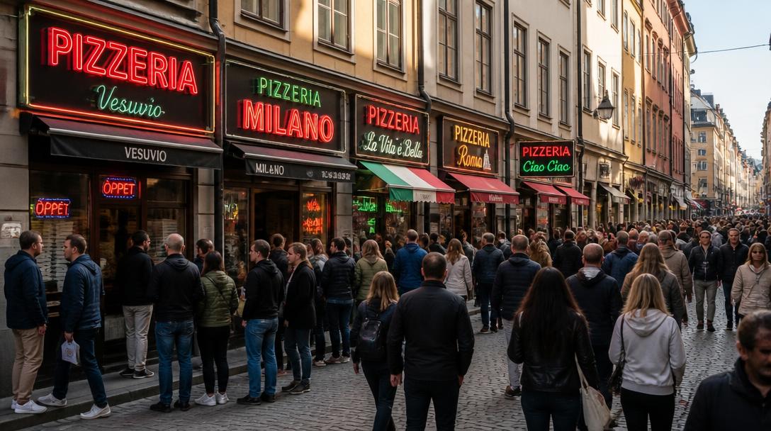 Fem pizzerior i samma kvarter i Huskvarna – "hann knappt med alla beställningar"