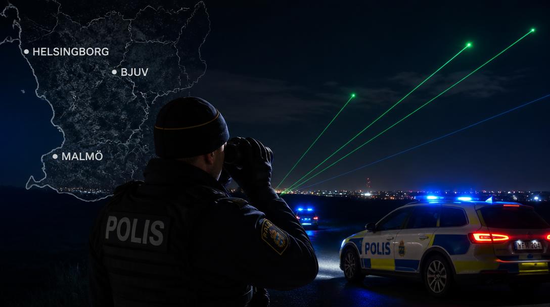 Fyra larm om laserbeskjutning i Skåne på en kväll