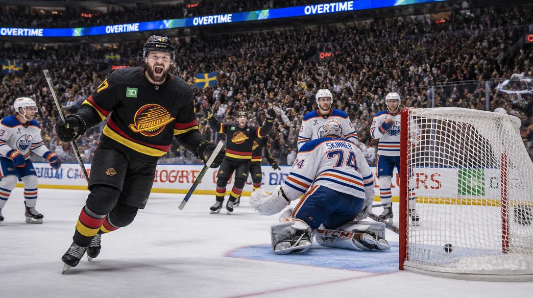 Fyra svenska Canucks-spelare poängnoterade i dramatisk premiärseger mot Edmonton