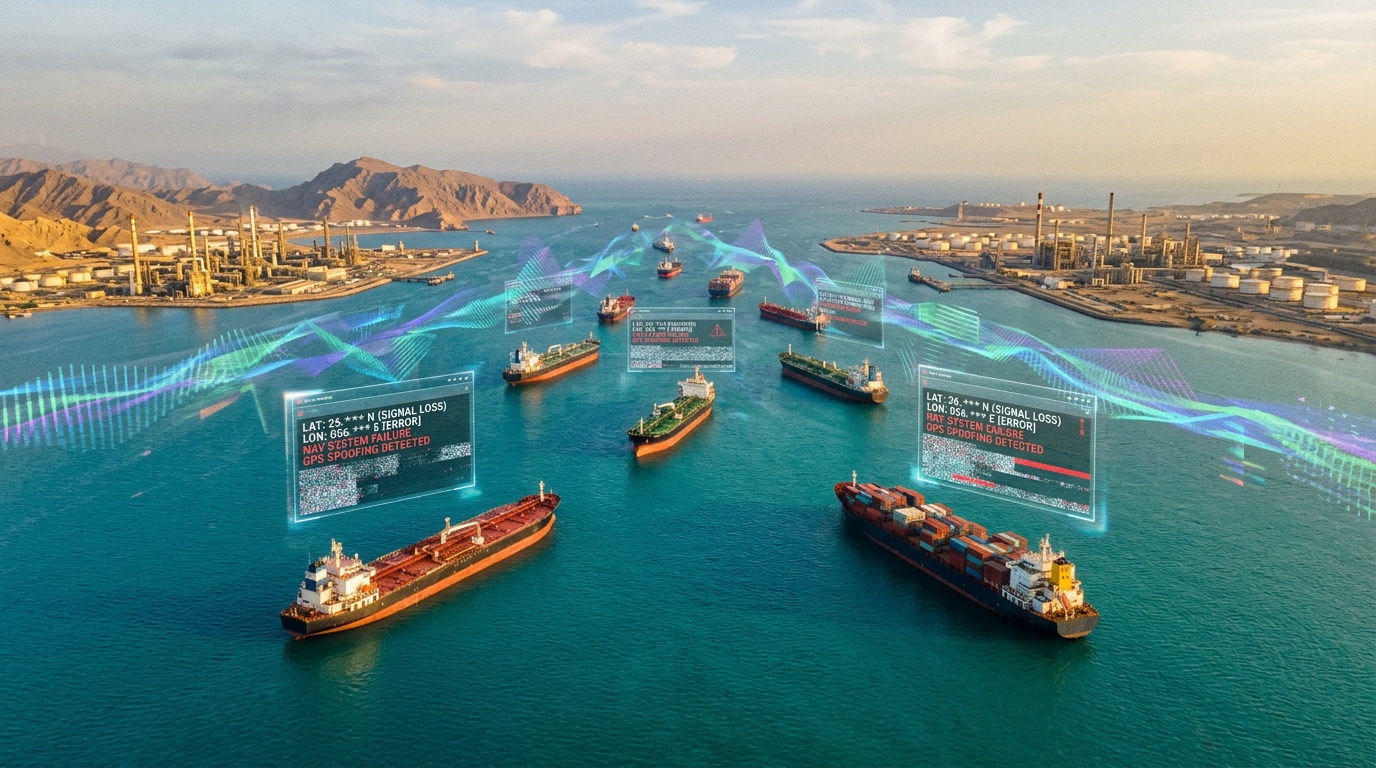 GPS-data nära Hormuzsundet kraftigt störd, fartyg verkar färdas i 102 knop