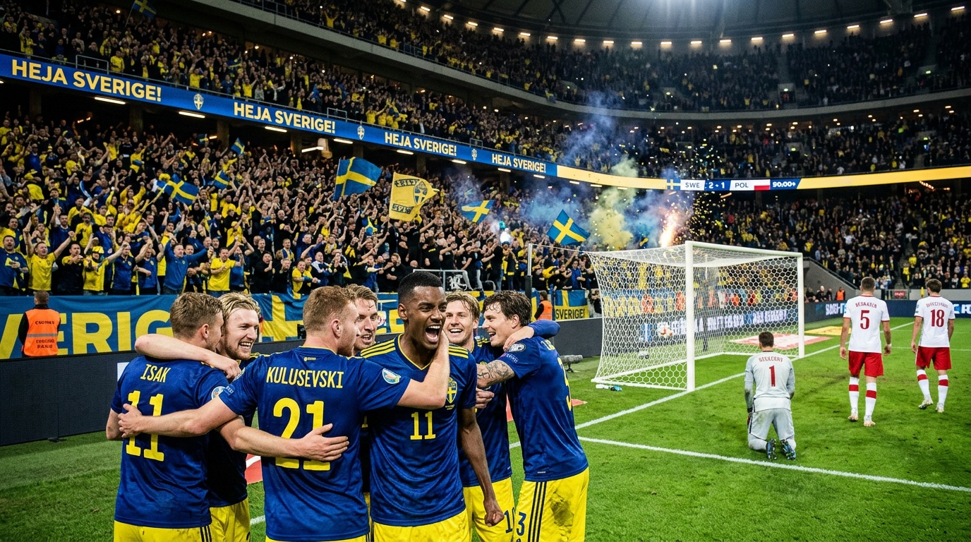 Gyökeres avgörande mål i 88:e minuten skickar Sverige till VM