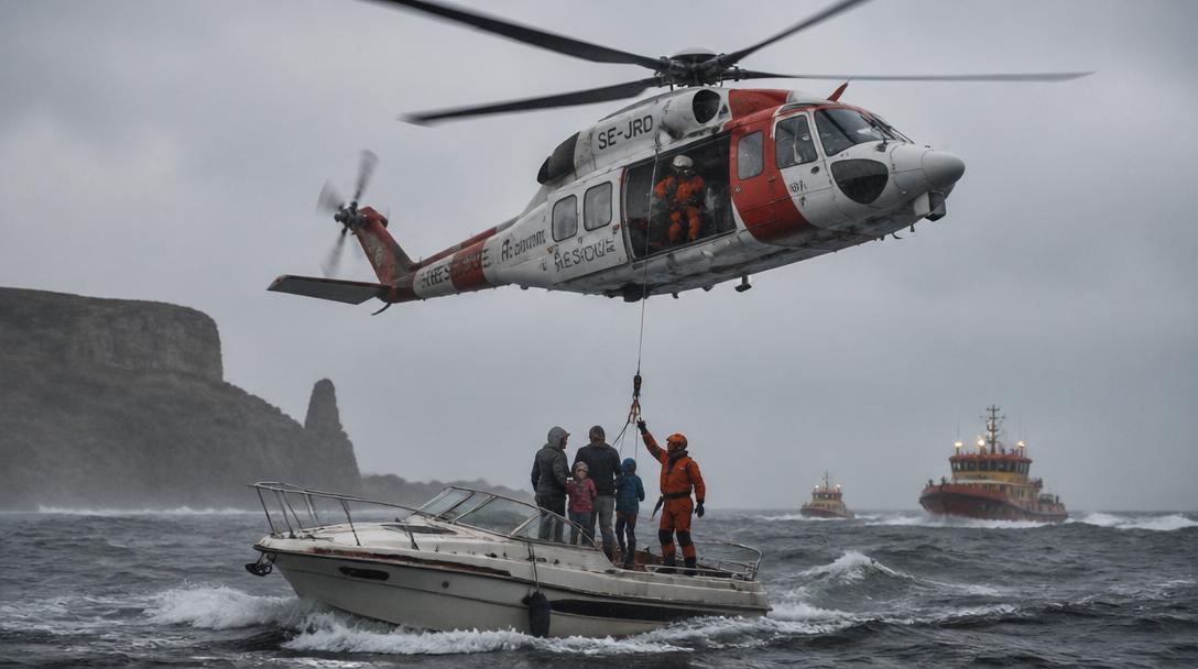 Hel familj medvetslös av avgaser på båt – vinschades upp av helikopter