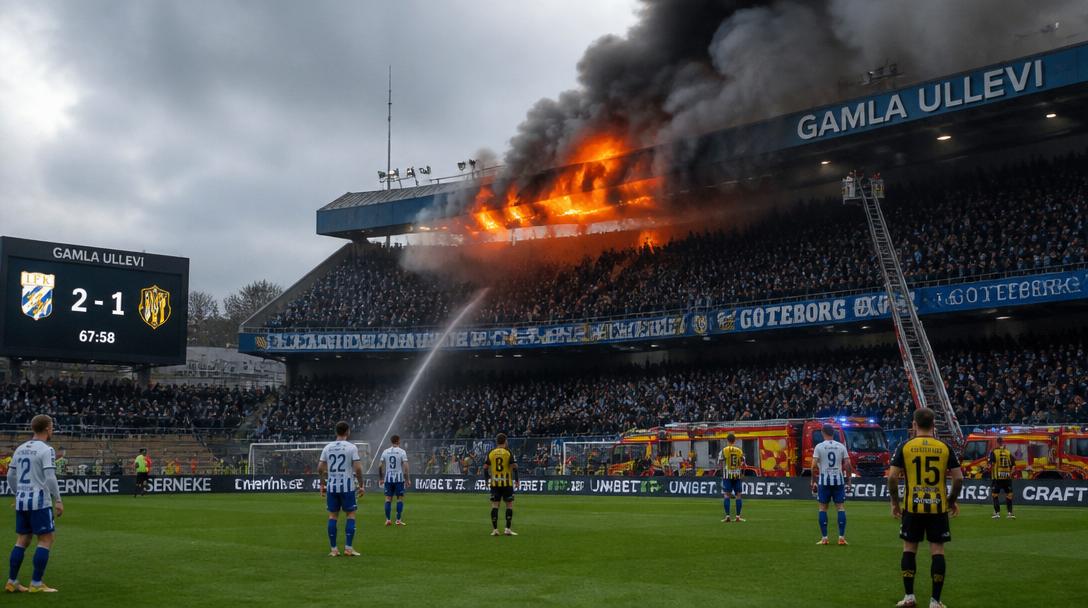 IFK Göteborg vann derbyt 3–2 efter brand på läktaren