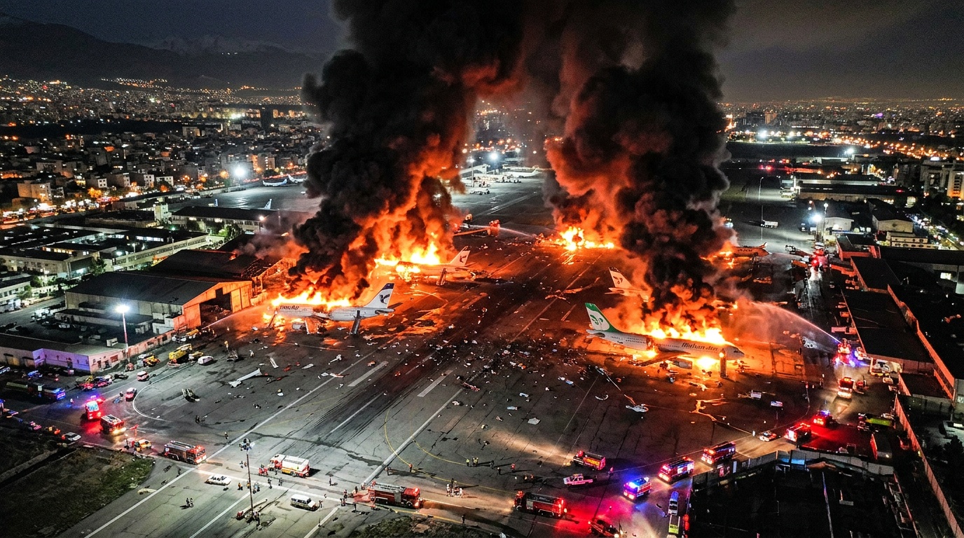 Israels nya attackvåg sätter Teherans flygplats i brand – Iran svarar med robotar mot Riyad och Bagdad