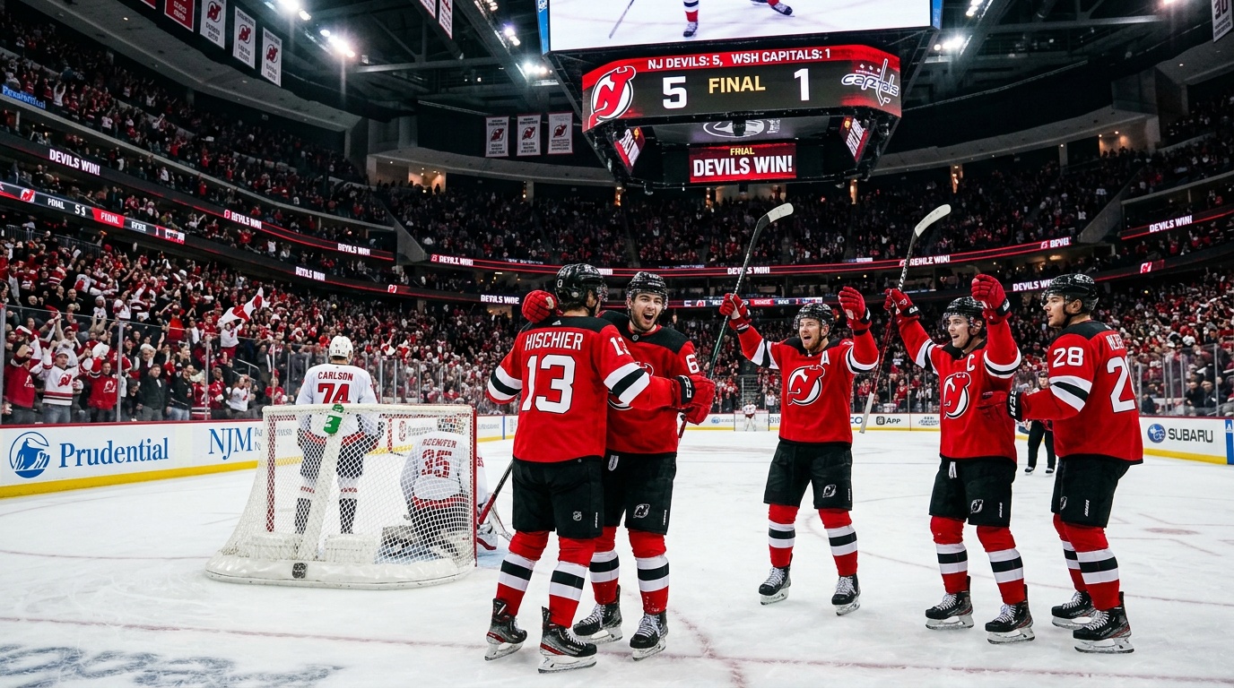 Jesper Bratt stod bakom fem mål när New Jersey krossade Washington med 7–3