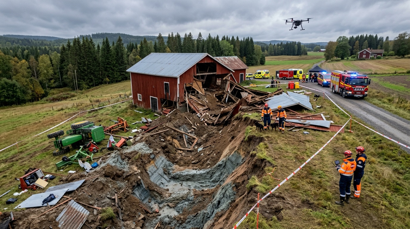 Jordskred på Hisingen förstörde ladugård, häst befaras begravd i rasmassorna
