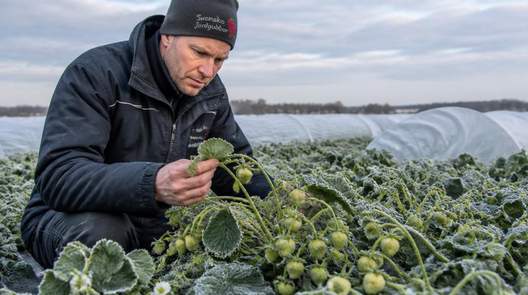 Kalla nätter hotar jordgubbsskörden till midsommar